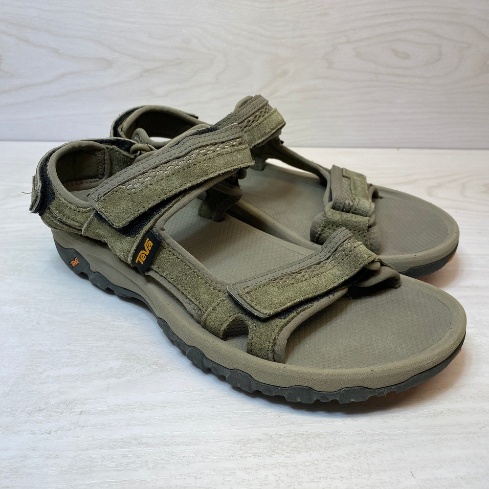 Teva Mens 8 Terra Fi 4 Hiking Sandals Sport Suede Olive Green 1002433 Strappy
